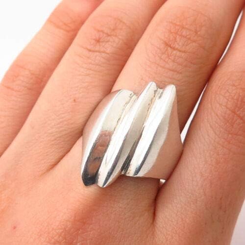 925 Sterling Silver Vintage Mexico Ribbed Design Ring Size 9 1/4